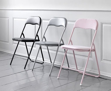 VIG ružová, strieborná a čierna skladacia stolička
