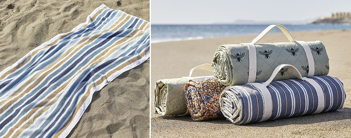 Osuška a vodovzdorná pikniková deka na pláži