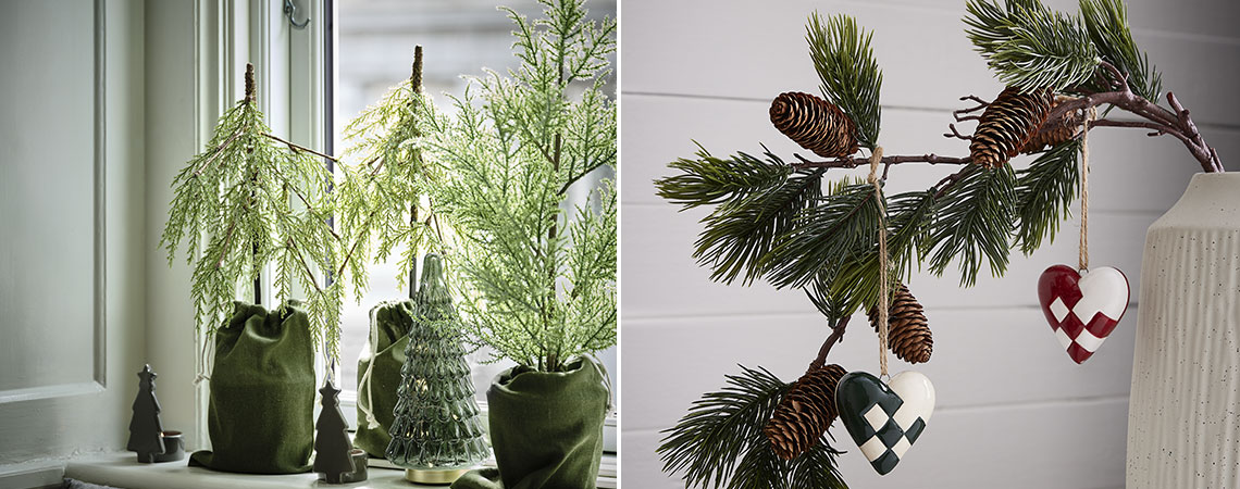 Umelé rastliny ako vianočná dekorácia