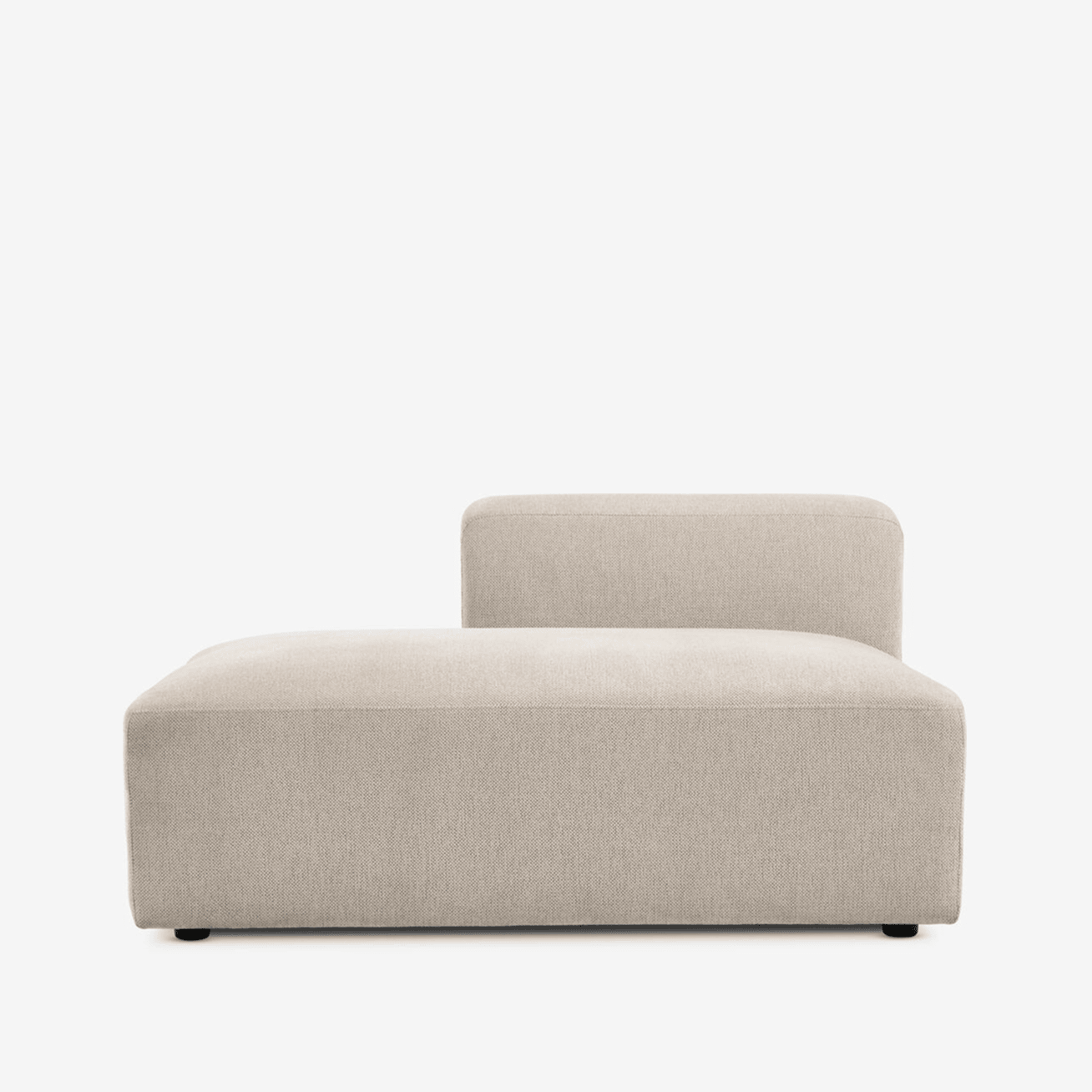 Modular sofas Beige modular sofa chaise section with a low tapered backrest, shown against a plain white background.